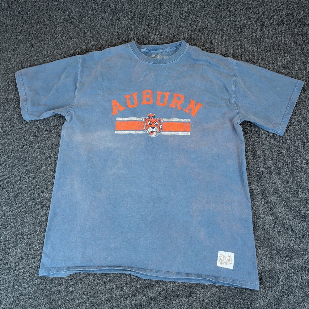 Original Retro Brand Men Auburn Tigers Shirt Large Cotton Blue Vintage Style Tee